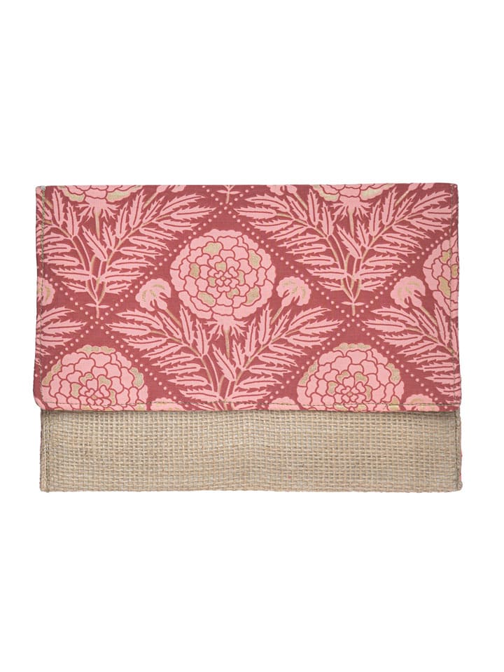 Clutch in Beige/ Pink - (B)24 x (H)17 x (T)1 cm