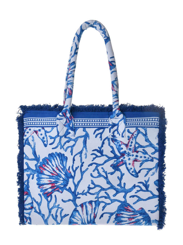 Schultertasche in Blau/ Weiß - (B)35 x (H)30 x (T)20 cm
