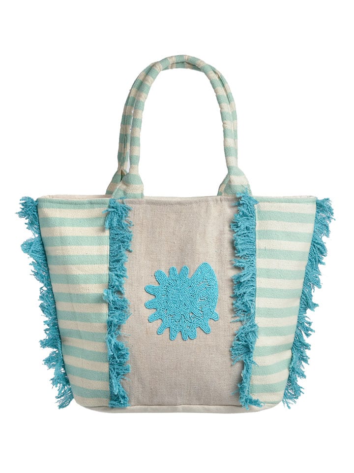 Schoudertas crème/turquoise - (B)22 x (H)12,5 x (D)6 cm