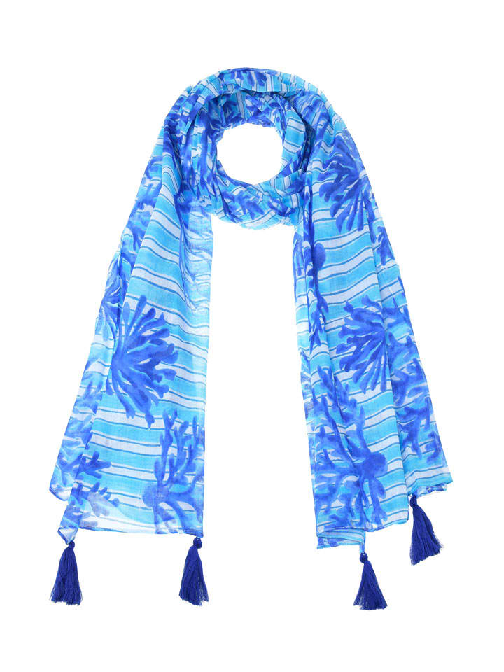 Sjaal blauw/wit - (L)180 x (B)110 cm