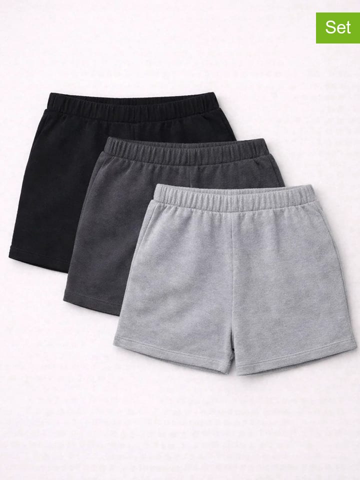 3er-Set: Shorts in Anthrazit/ Schwarz/ Grau