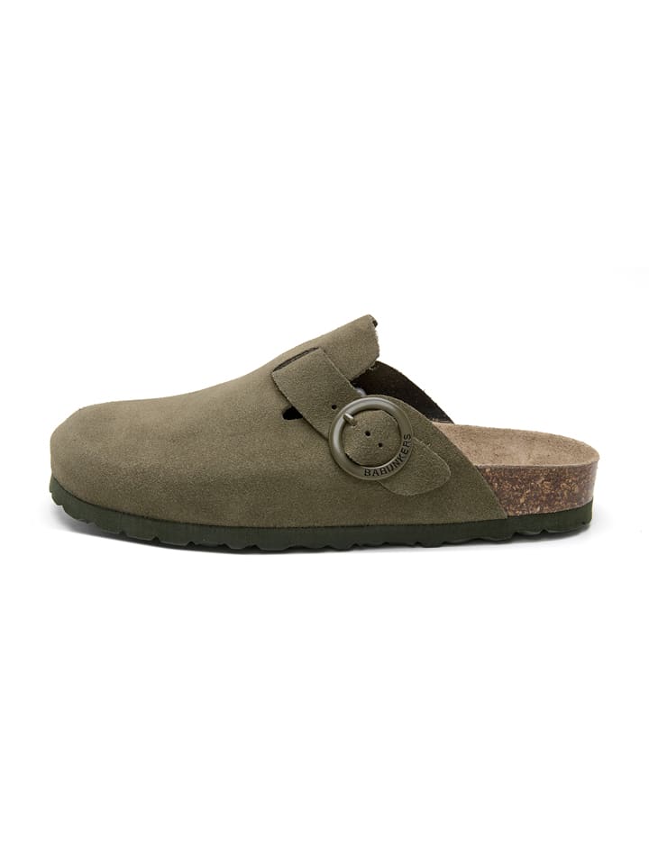 Leren clogs groen