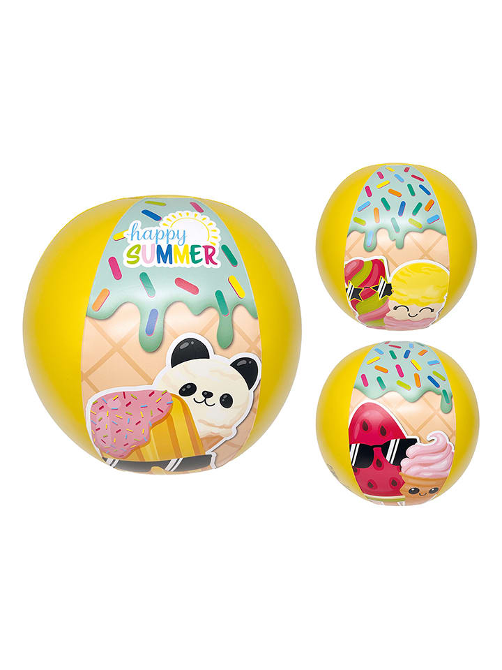 Piłka plażowa "Happy Summer" w kolorze żółtym - Ø 29 cm
