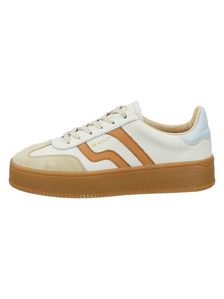 Leder-Sneakers "Cuzmani" in Creme/ Hellbraun/ Hellblau