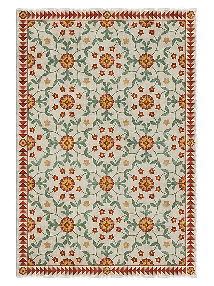 Kurzflor-Teppich ''Avelin'' in Orange/ Beige