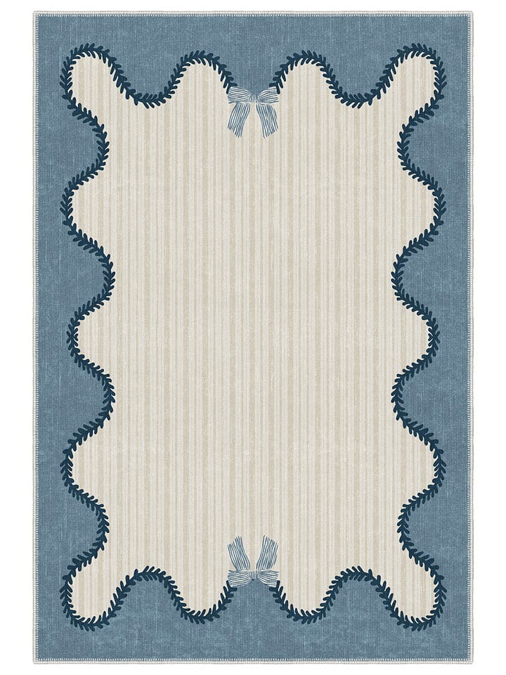 Kurzflor-Teppich ''Odelia'' in Hellblau/ Creme