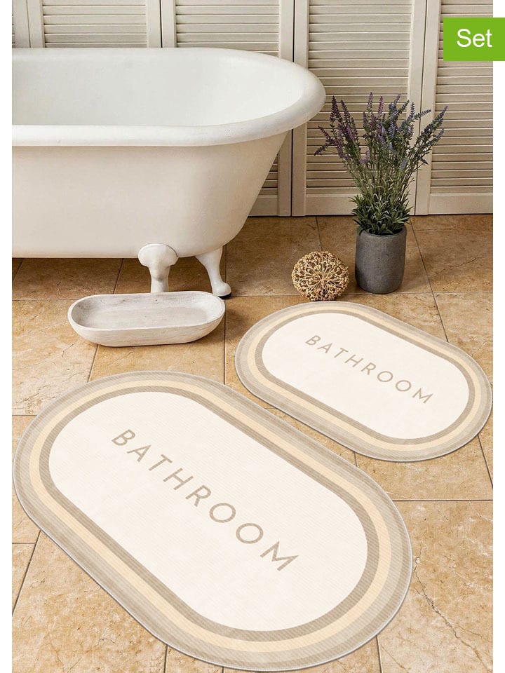 2er-Set: Badematten ''Ivory'' in Creme/ Beige