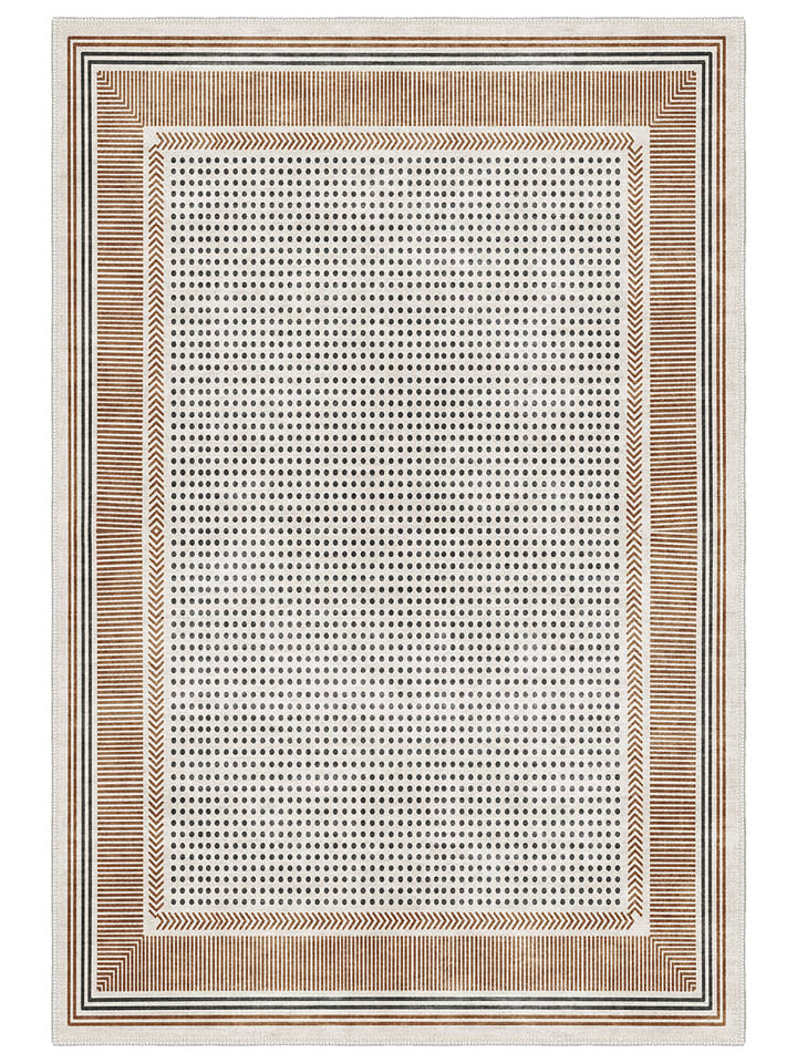 Kurzflor-Teppich ''Tavira'' in Orange/ Creme