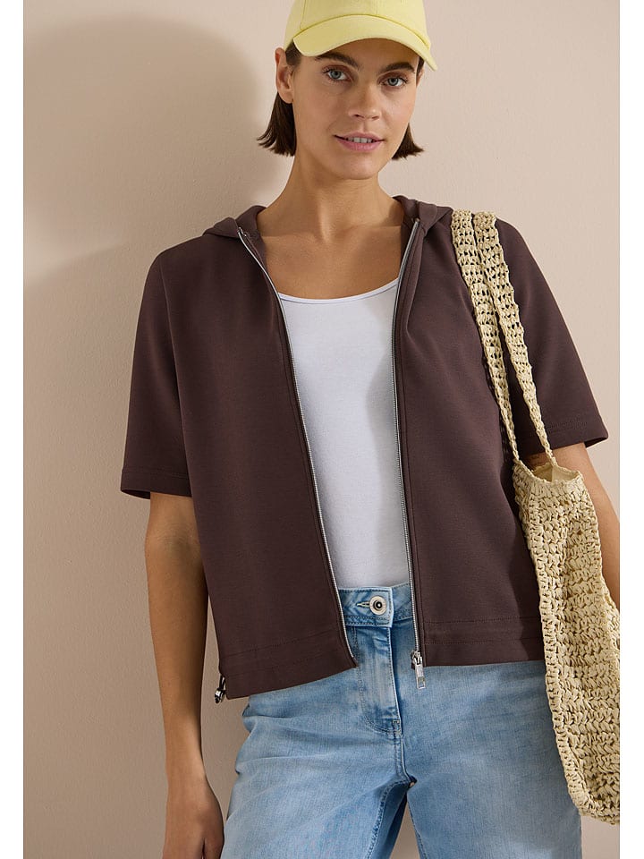 Sweatjacke in Braun