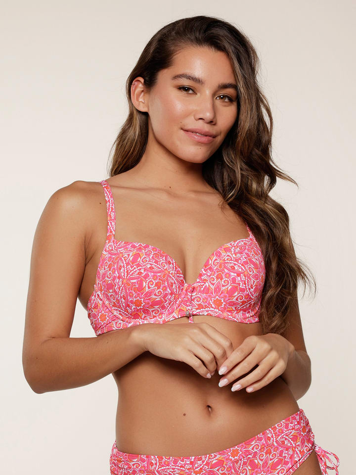 Biustonosz bikini w kolorze różowo-białym
