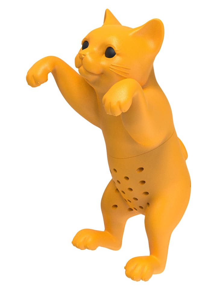 Tee-Ei ''Katze'' in Gelb - (L)9 cm