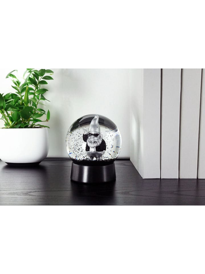 Schneekugel ''Rock-Zwerg'' in Schwarz/ Silber - (H)14 x Ø 11 cm