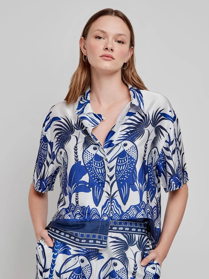 Bluse in Blau/ Weiß