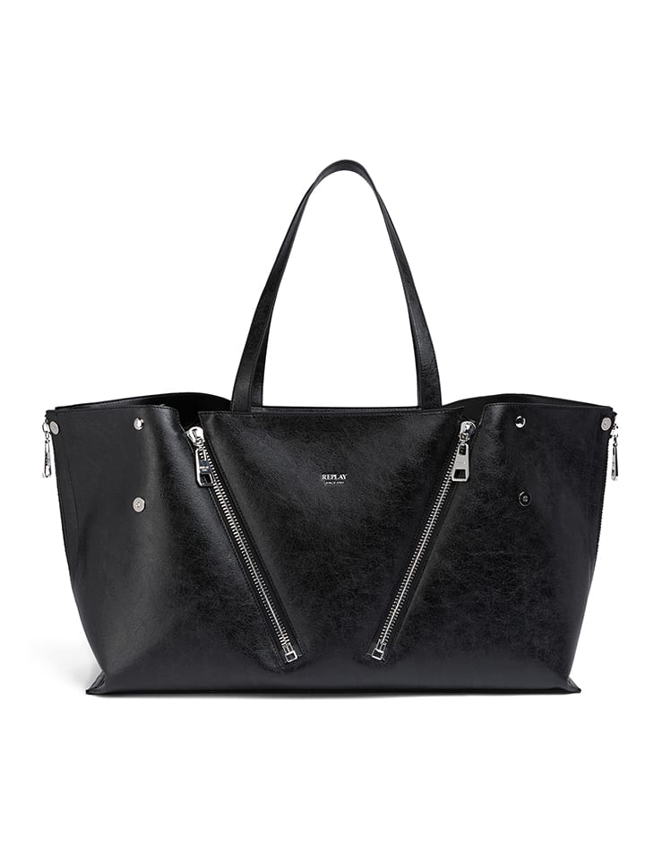 Shopper bag w kolorze czarnym - 50 x 30 x 18 cm