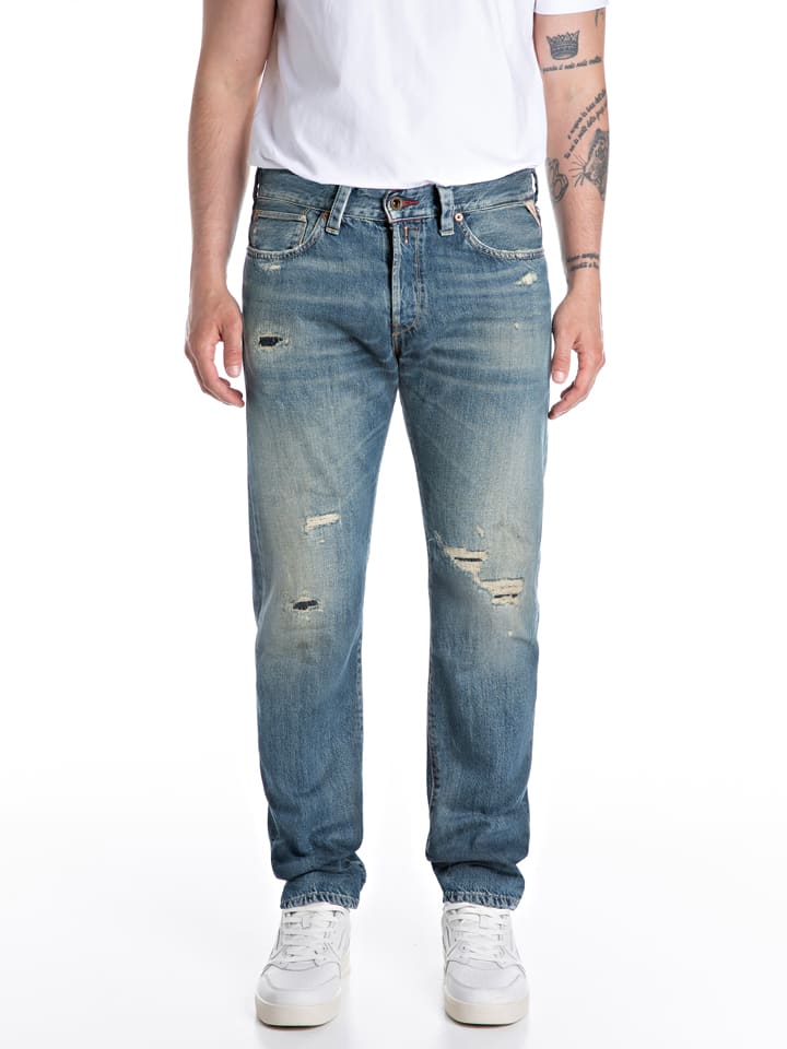 Dżinsy - Slim fit - w kolorze niebieskim