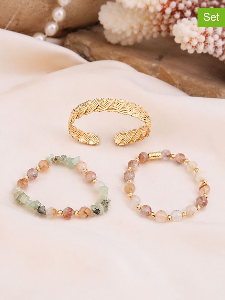 3-delige set: armbanden met edelstenen