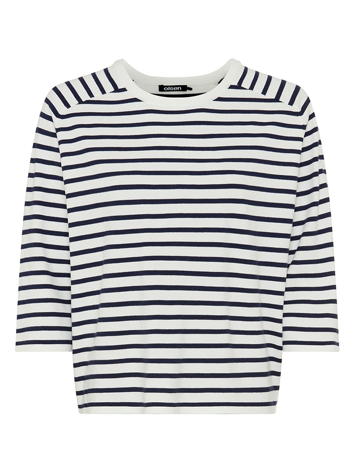 Pullover in Dunkelblau/ Weiß