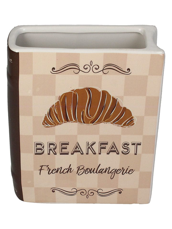 Wazon "Breakfast" w kolorze brązowo-kremowym - 15 x 18 x 5,5 cm