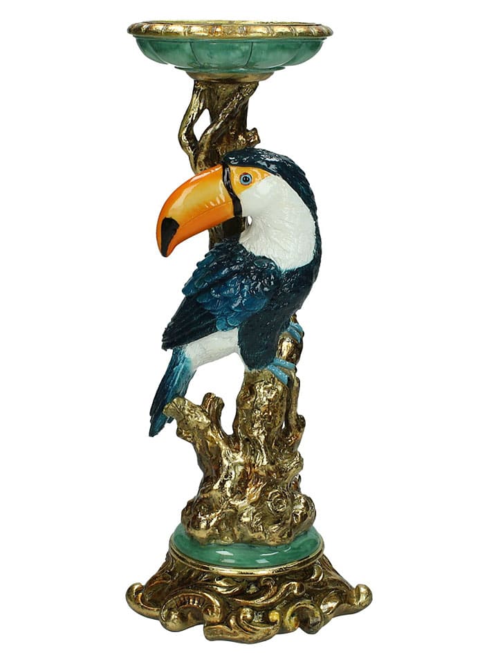 Świecznik ''Toucan' w kolorze czarno-złotym - wys. 13 x 30 x 10 cm