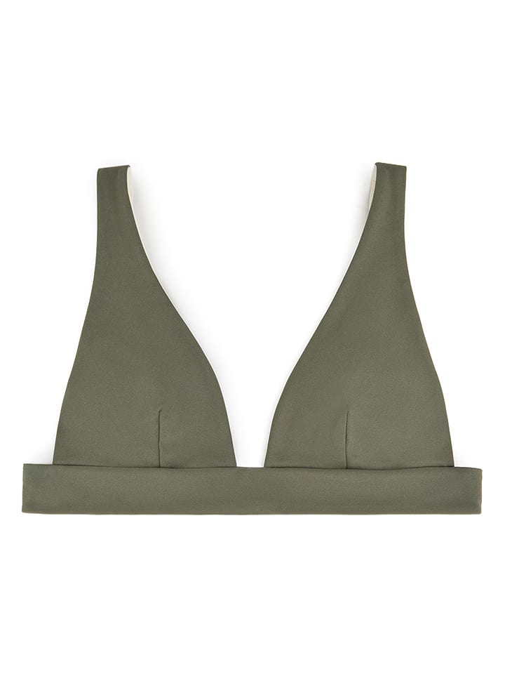 Wende-Bikini-Oberteil in Khaki/ Creme