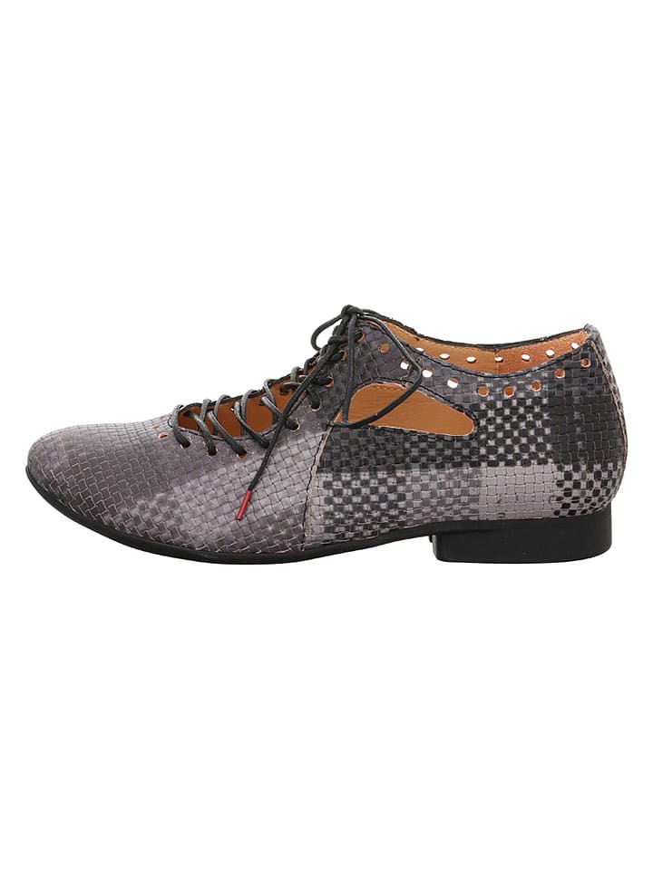 Leder-Schnürschuhe in Grau