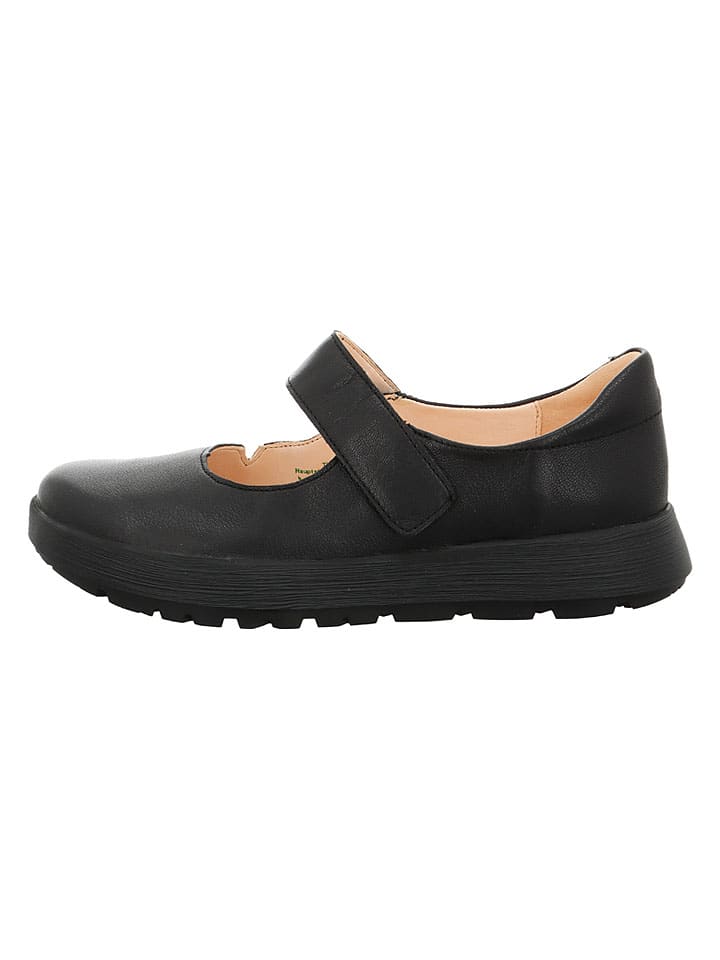 Leren ballerina's met bandje zwart