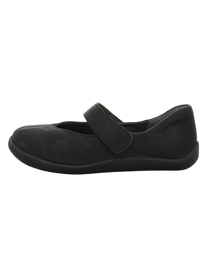 Leder-Spangenballerinas in Schwarz