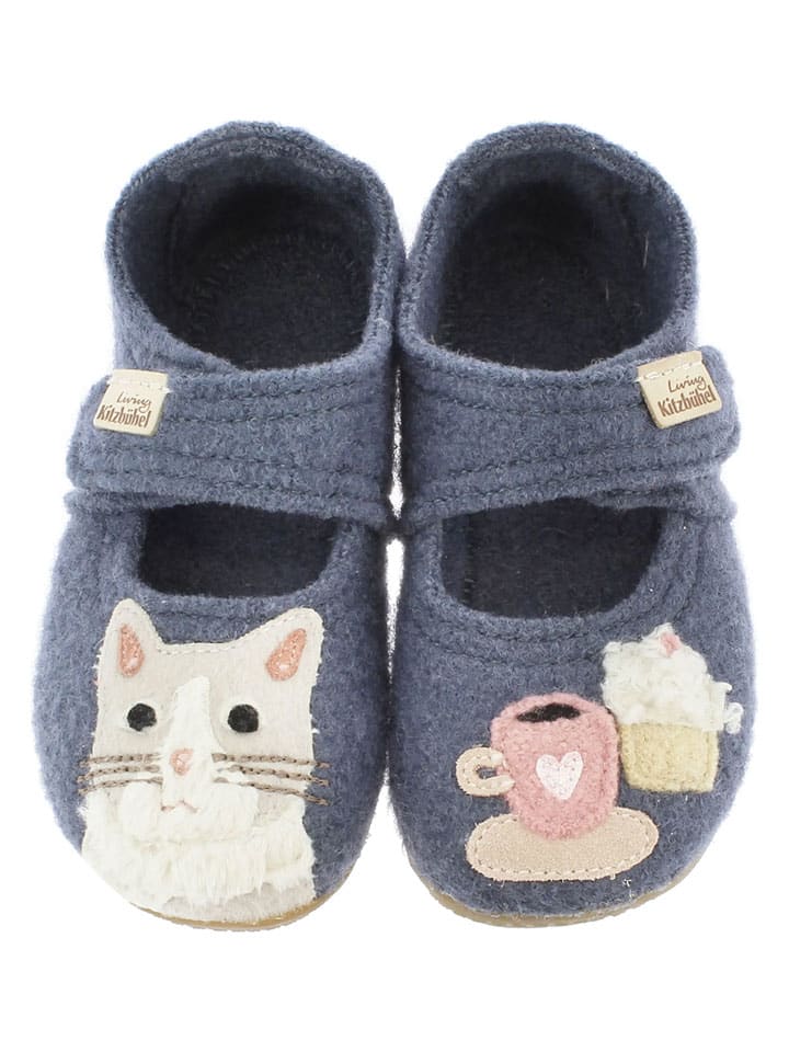 Kapcie "Kitten & Cup" w kolorze niebieskim