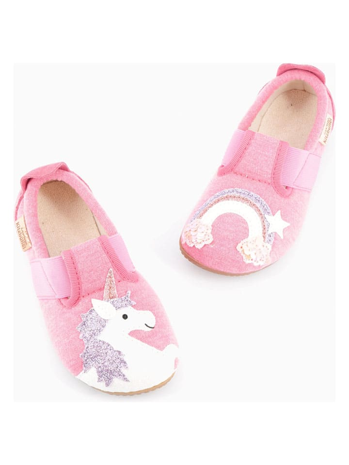 Kapcie "Unicorn & Rainbow" w kolorze jasnoróżowym