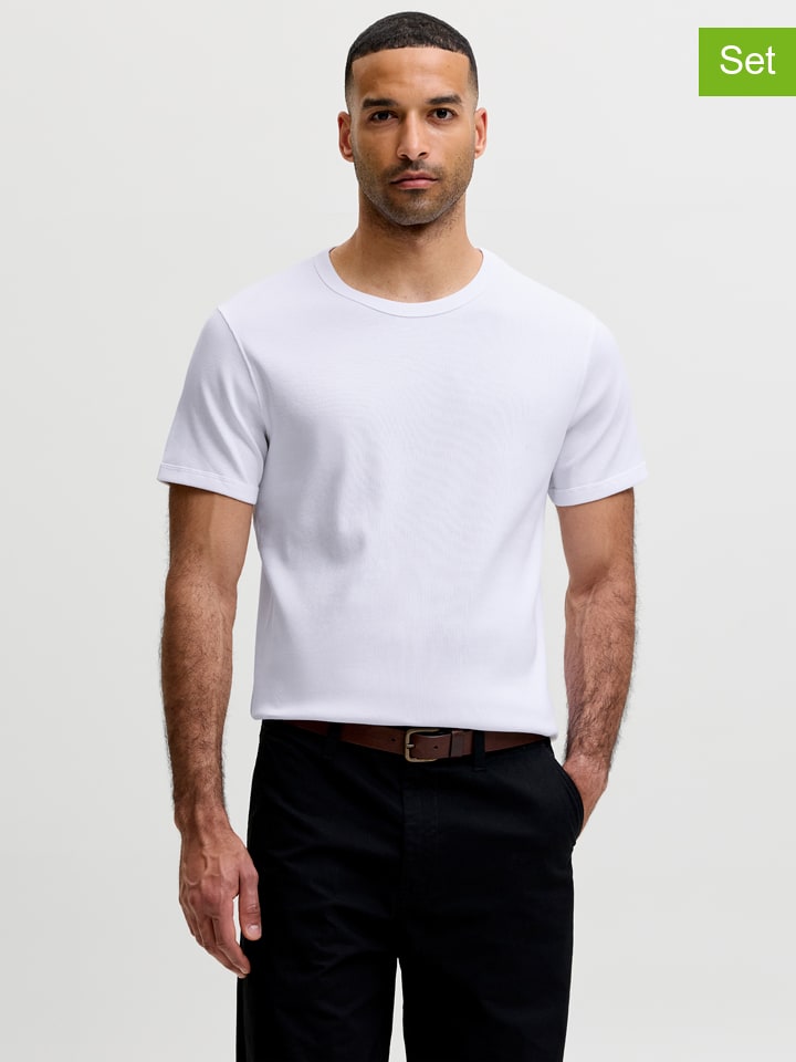 2er-Set: Shirts "Jjeorganic" in Weiß