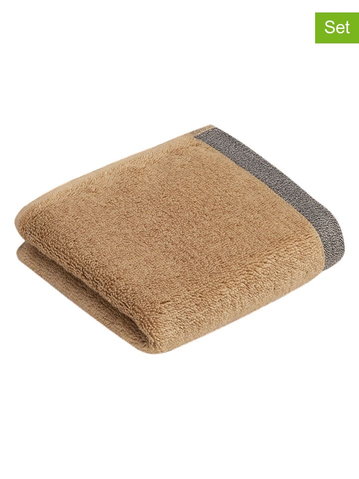 2er-Set: Gästehandtücher ''Prato'' in Hellbraun - (L)50 x (B)30 cm