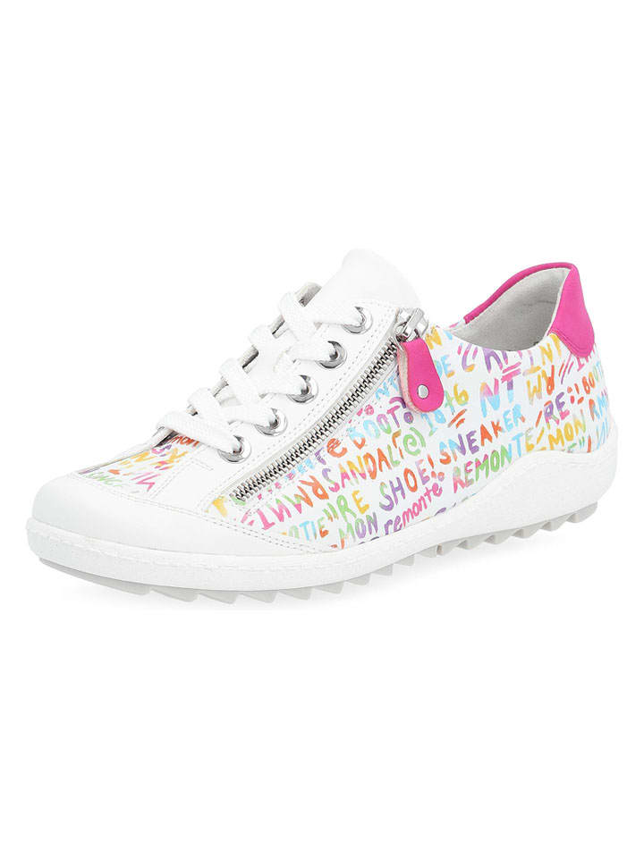 Leder-Sneakers in Weiß/ Pink