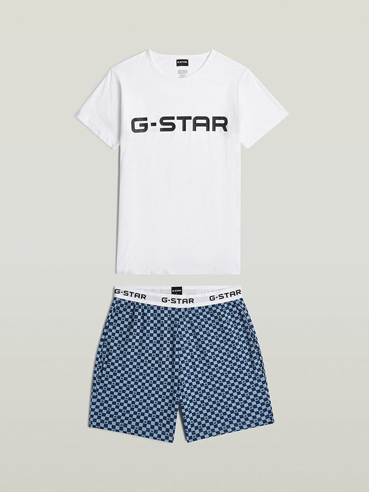 Pyjama in Blau/ Weiß