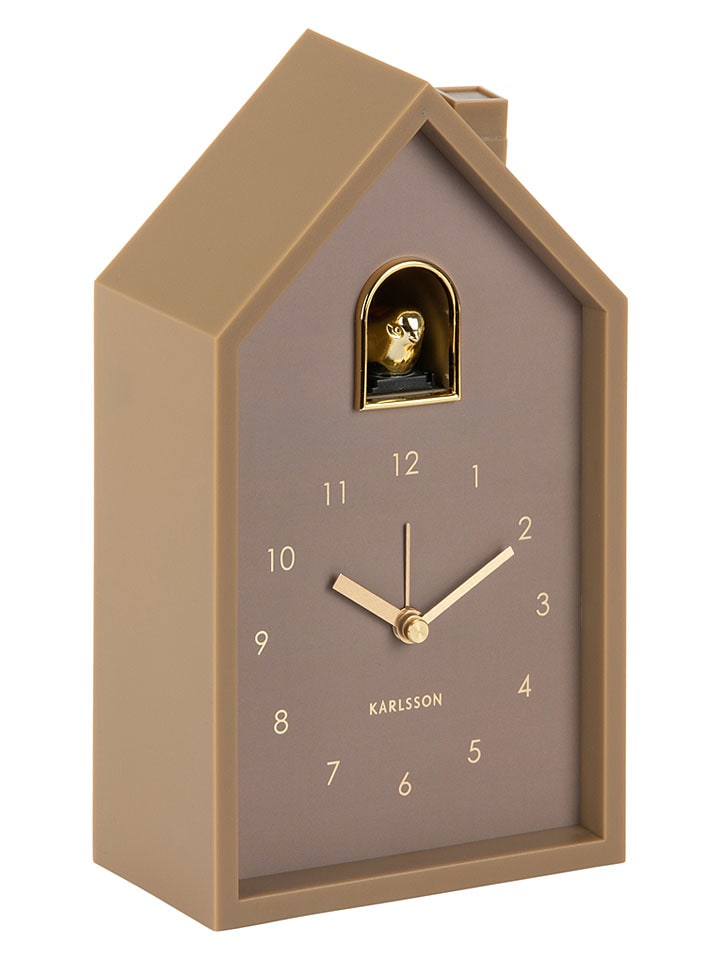 Budzik "Modern Cuckoo Oro" w kolorze beżowym - 12 x 20 x 6 cm