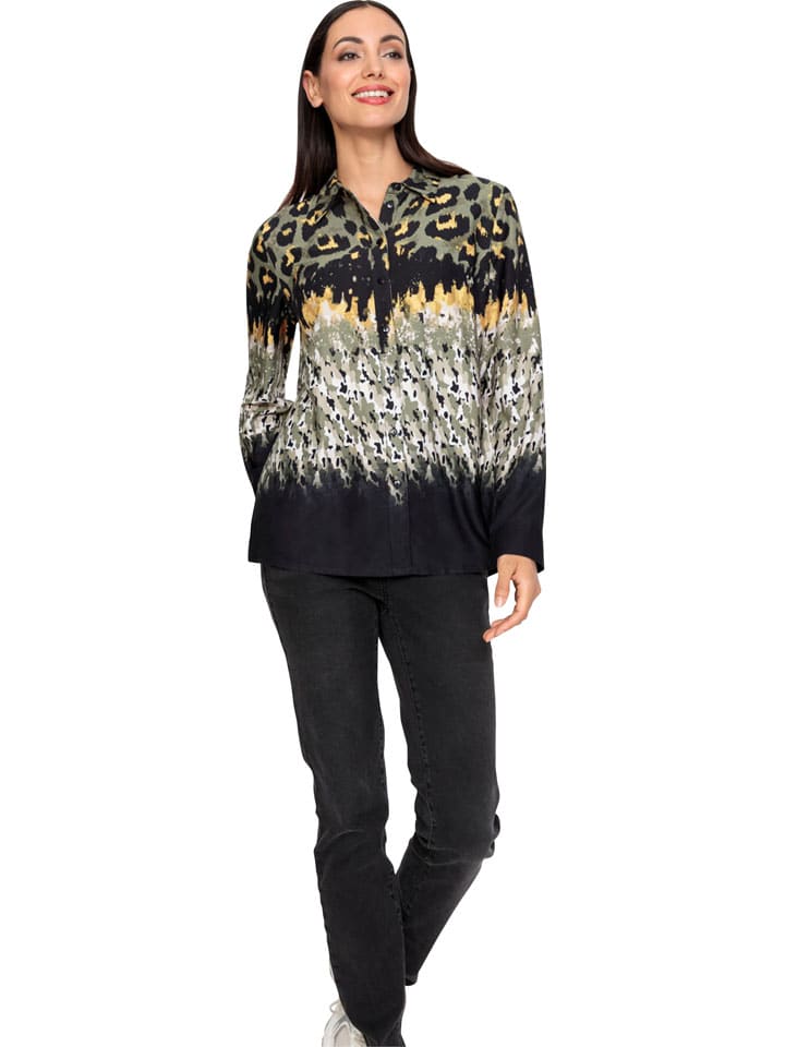Bluse in Khaki/ Schwarz