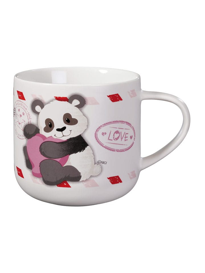 Kubek jumbo "Love Panda" w kolorze białym - 420 ml