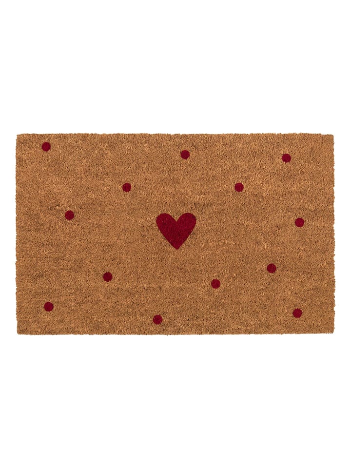 Kokosdeurmat lichtbruin/rood - (L)75 x (B)45 cm