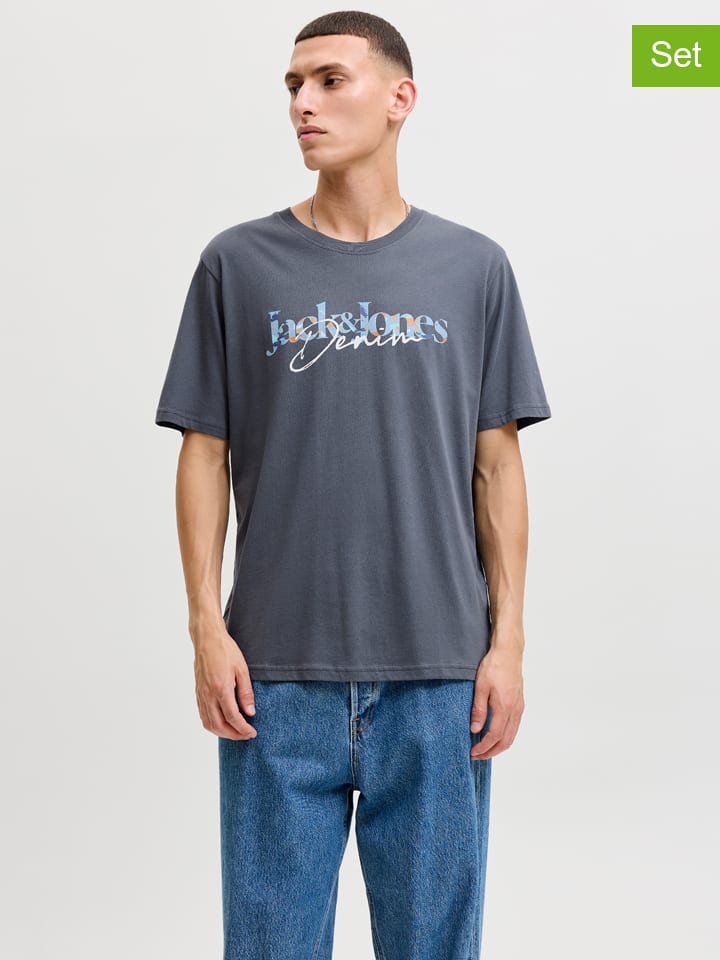 4-delige set: shirts "Jjtom" zwart/antraciet/wit/donkerblauw