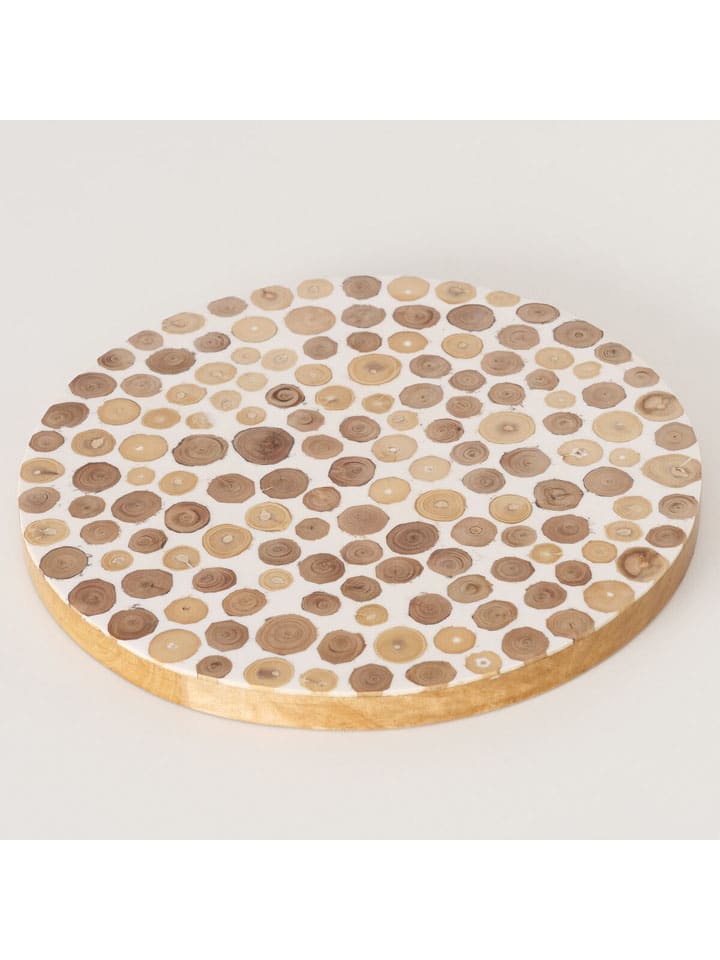 Servierbrett "Woods" in Beige/ Hellbraun - Ø 30,5 cm