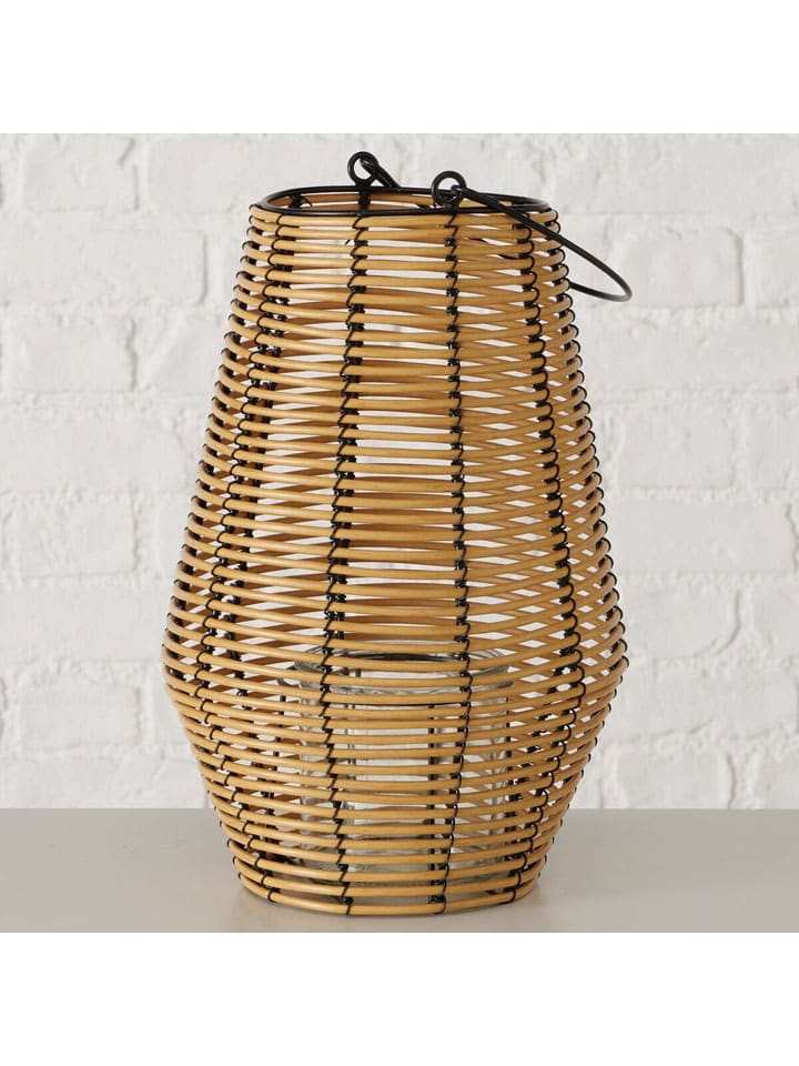 Windlicht "Arvid" in Beige/ Schwarz - (H)33 x Ø 21 cm
