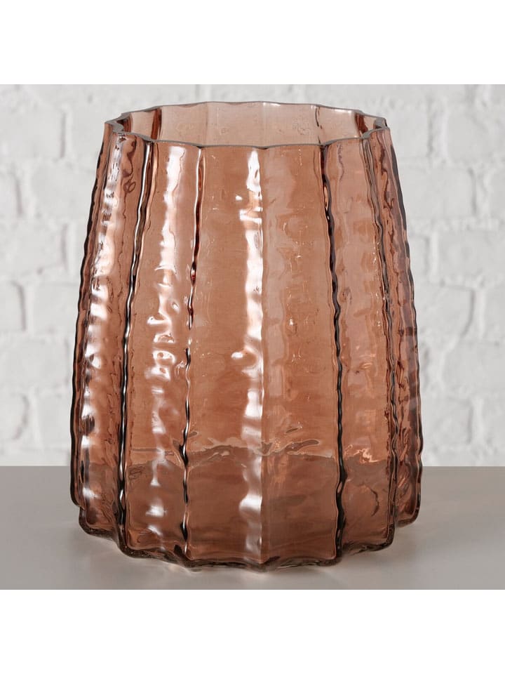 Windlicht "Pernilla" in Hellbraun - (H)20 x Ø 18 cm