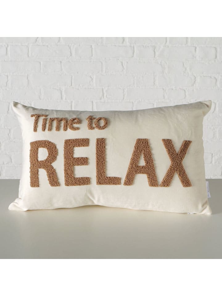 Poduszka "Relaxtime" w kolorze kremowo-jasnobrązowym - 50 x 30 cm
