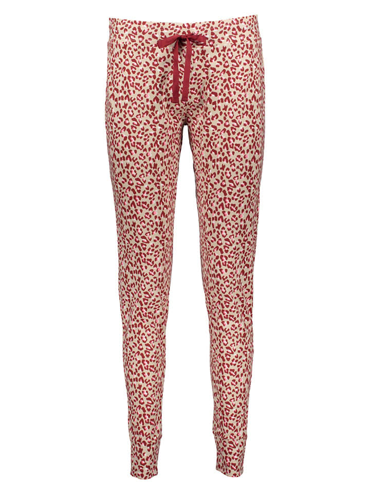 Pyjama-Hose in Hellgrau/ Bordeaux