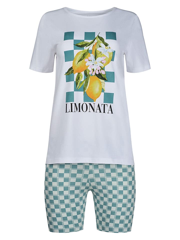 Piżama w kolorze biało-zielonym