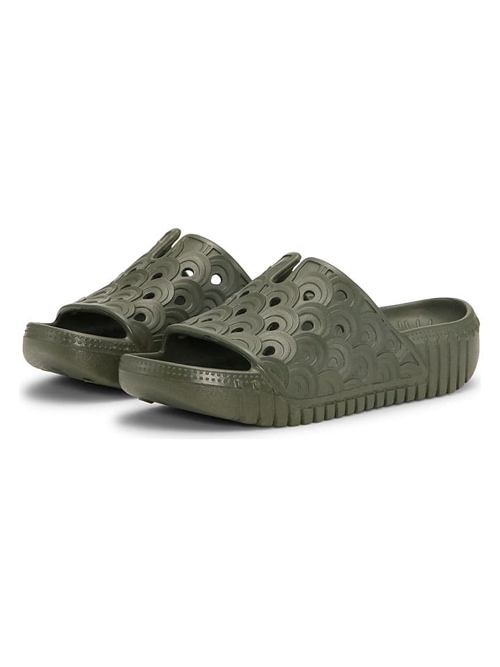 Pantoletten in Khaki