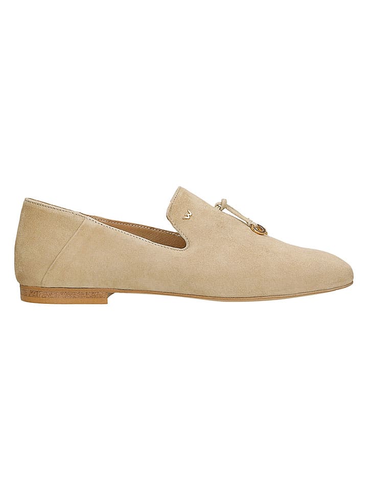 Leren ballerina's beige