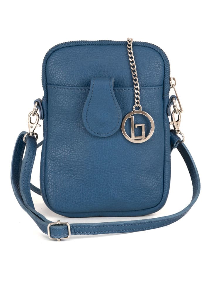 Leder-Handytasche "Paglia" in Blau - (B)15 x (H)20 x (T)1 cm