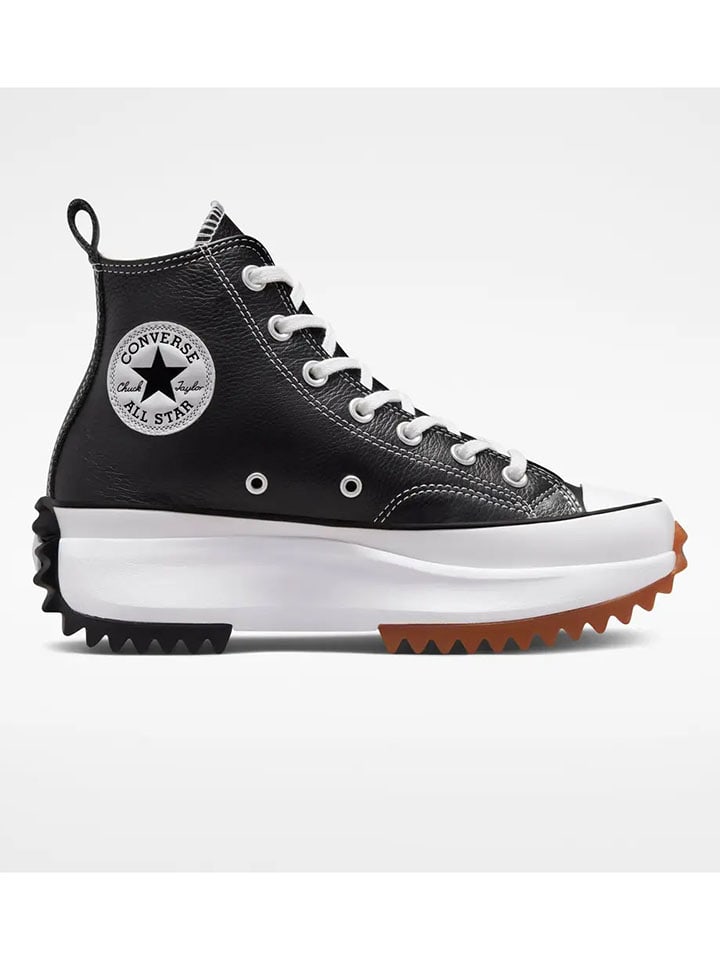 Leder-Sneakers "Run Star Hike" in Schwarz