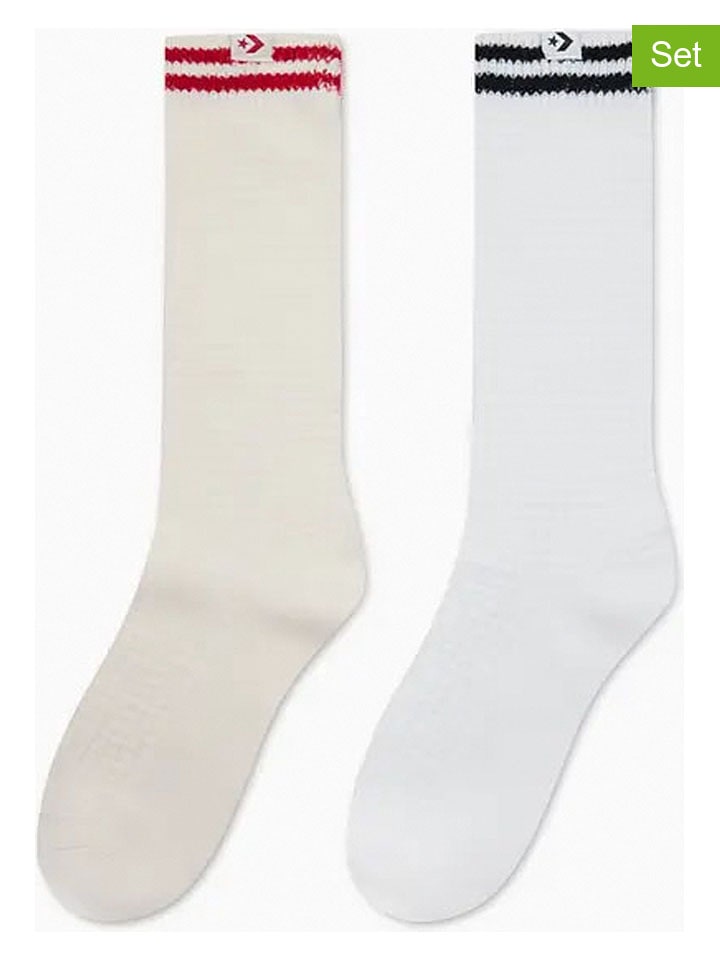 2er-Set: Socken "Waffle Varsity" in Weiß/ Creme