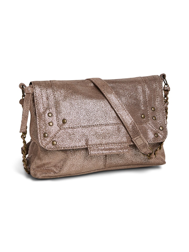 Leren schoudertas "Feliza" taupe - (B)21,5 x (H)15,5 x (D)5 cm